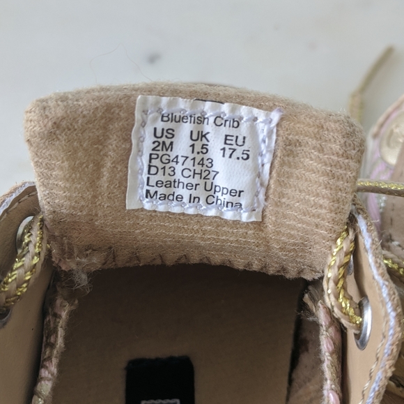 Sperry Baby Girls 2M Pink Tan Bluefish Crib Shoes - Picture 4 of 12